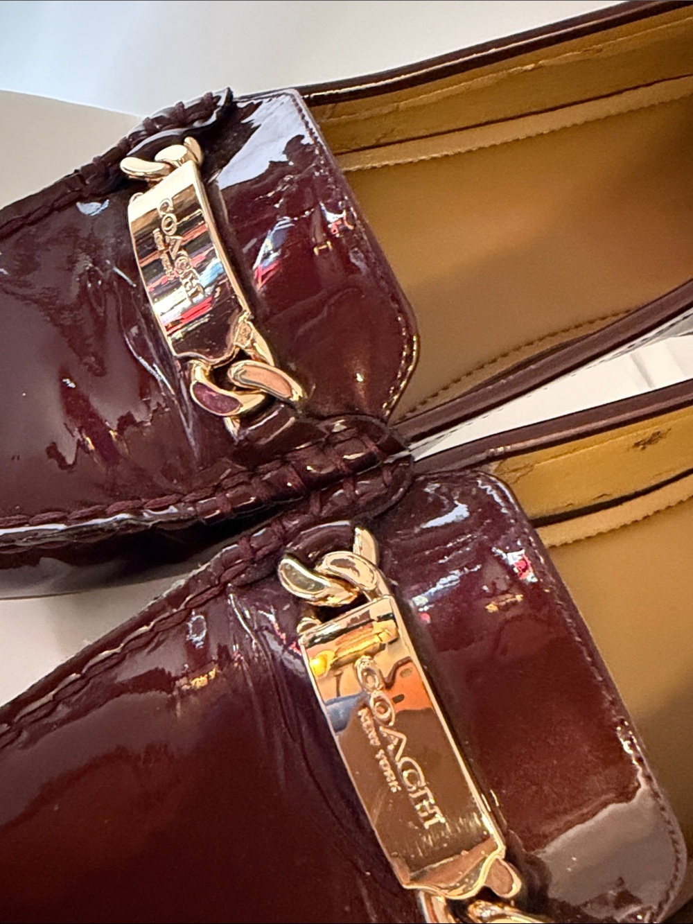 Coach Olive Burgundy/Oxblood Patent Leather Loafers - Picture 10 of 10